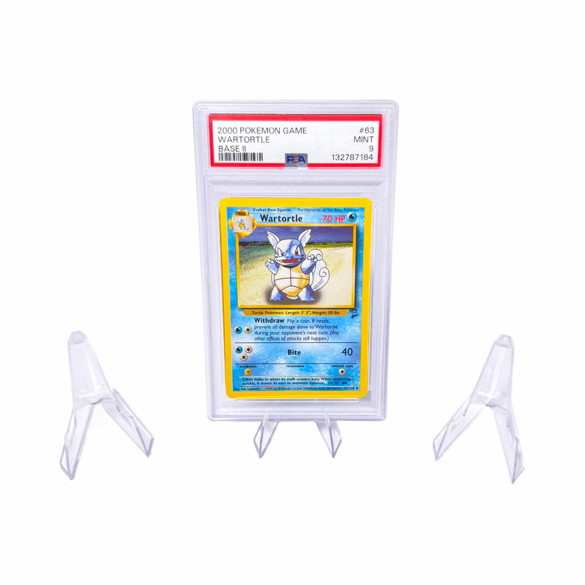 Pokémon stander til graded kort - eksempel med kort i holder